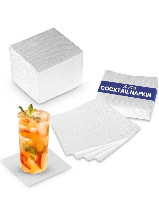 SNH Packing Square Shape 2-Ply Disposable Cocktail Napkin 50-Pieces, 33 cm x 33 cm Size, White - Image 1